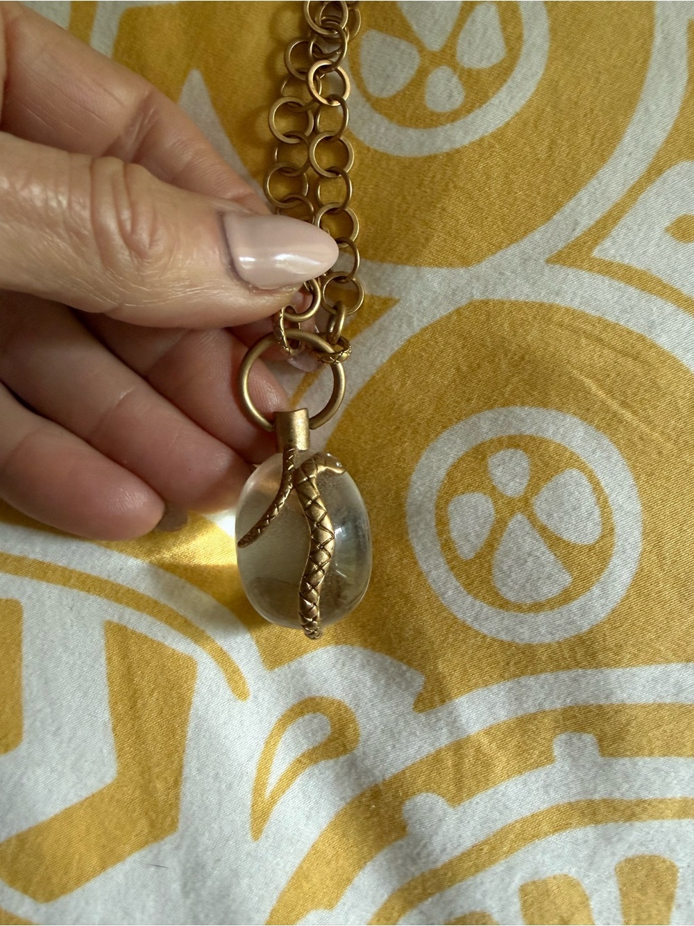 Gold-Tone Clear Glass Pendant Necklace - Elegant Women’s Jewelry